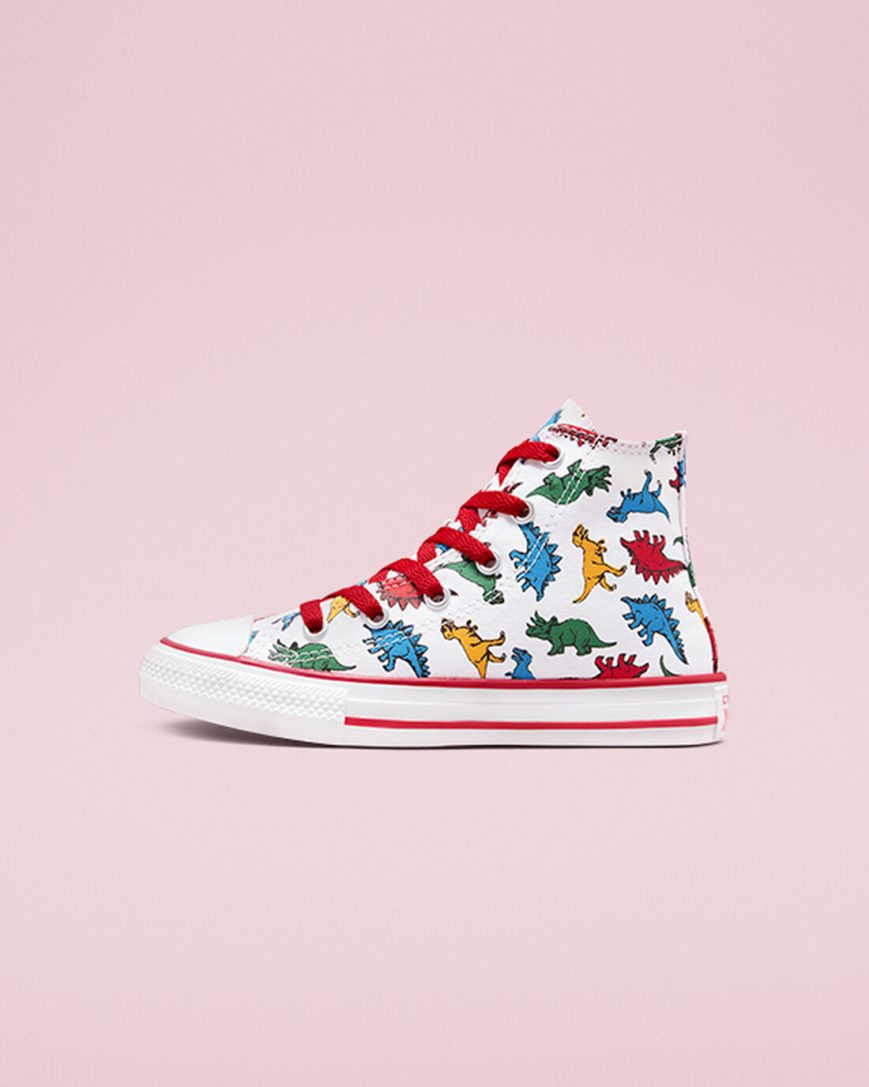 Zapatillas Altas Converse Chuck Taylor All Star Dinosaurs Niña Blancas Rojas Azules | PE 2E570L